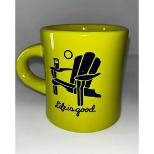 Life is Good Coffee Mug Unisex OS Lime Green Excellent Adirondack Chair Quote‎